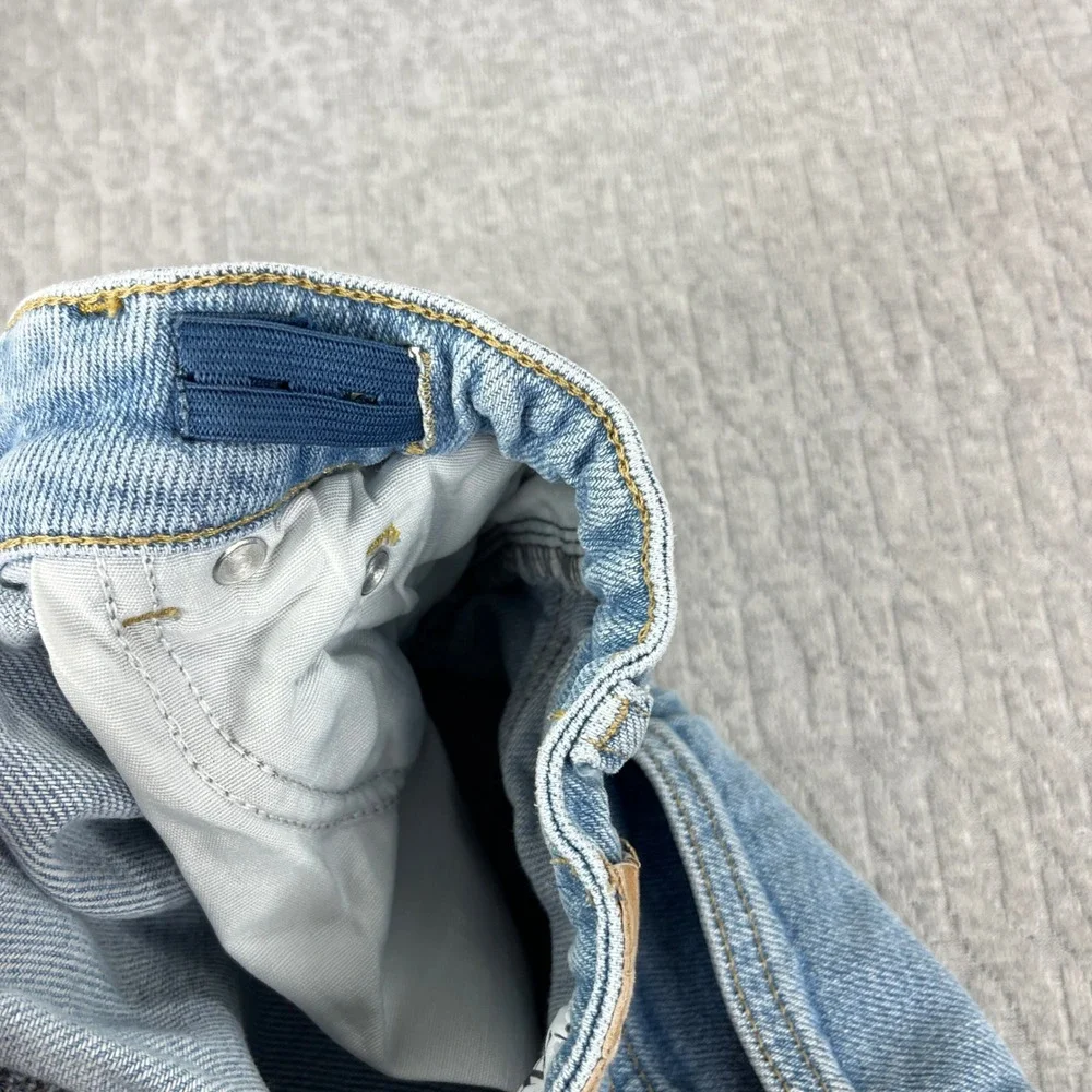 Zara Cargo Jeans Kids 11-12 women 24x27 Light Wash Blue Wide Leg Raw Hem Denim